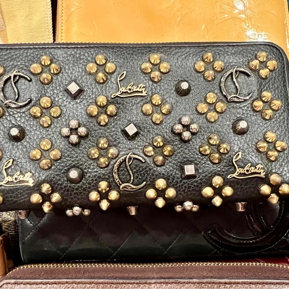 Christian Louboutin Black and Gold Embellished Wallet